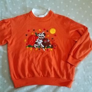 Basic Editions Cute Orange Vintage Halloween Sweater W/ Bears Size M